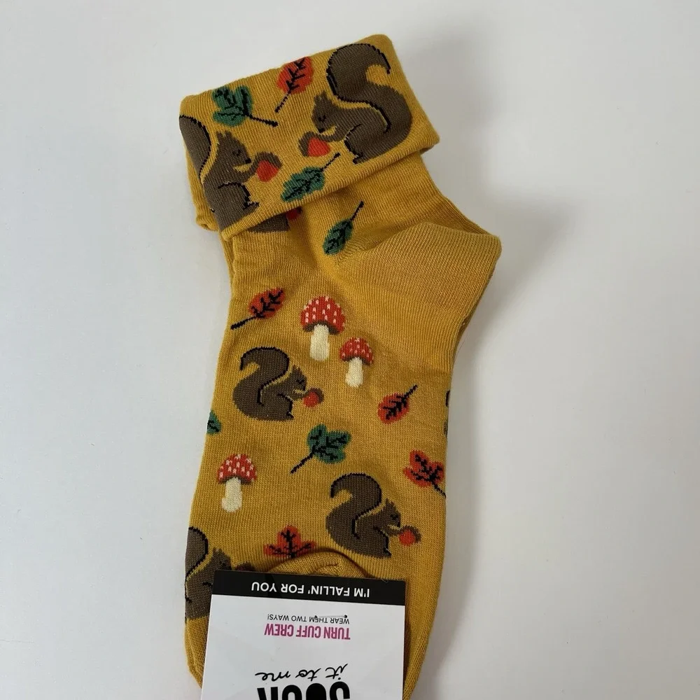 Sock it to me turn‎ cuff crew- I'm fallin for you- womens shoe 5-10 Fall